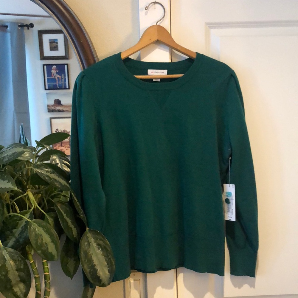 Teal Sweatshirt with Puff Shoulder